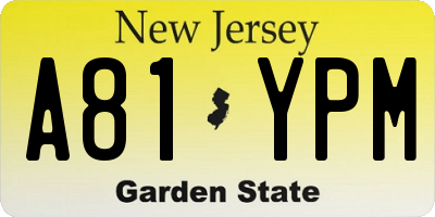 NJ license plate A81YPM