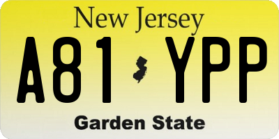 NJ license plate A81YPP