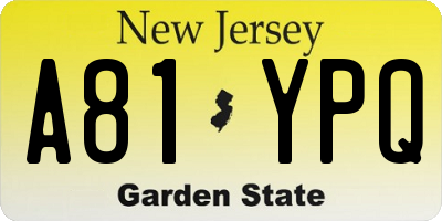 NJ license plate A81YPQ