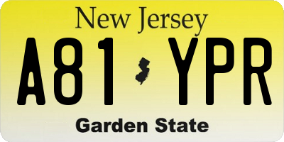NJ license plate A81YPR