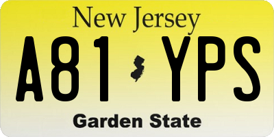 NJ license plate A81YPS
