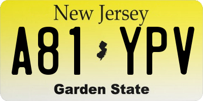 NJ license plate A81YPV