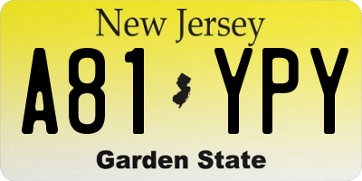 NJ license plate A81YPY