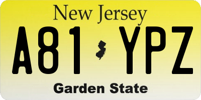 NJ license plate A81YPZ
