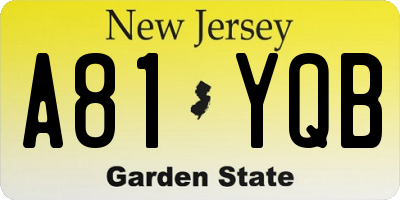 NJ license plate A81YQB