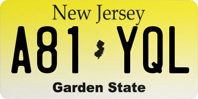 NJ license plate A81YQL