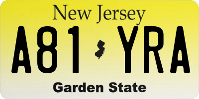 NJ license plate A81YRA