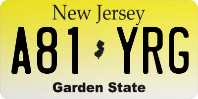 NJ license plate A81YRG