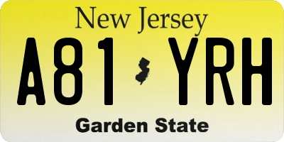 NJ license plate A81YRH