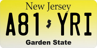 NJ license plate A81YRI