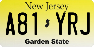 NJ license plate A81YRJ