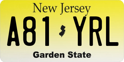 NJ license plate A81YRL