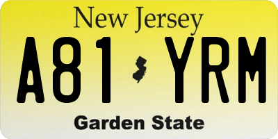 NJ license plate A81YRM