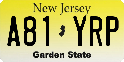 NJ license plate A81YRP