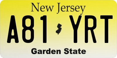 NJ license plate A81YRT