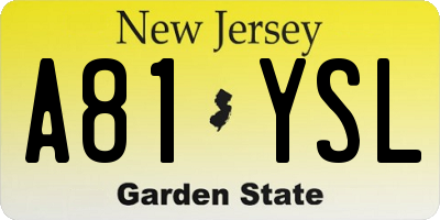 NJ license plate A81YSL