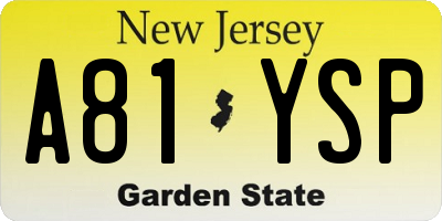 NJ license plate A81YSP