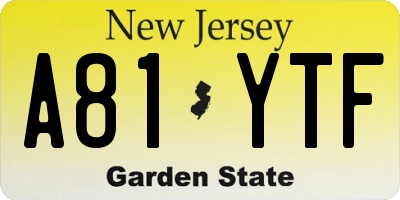 NJ license plate A81YTF
