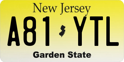 NJ license plate A81YTL