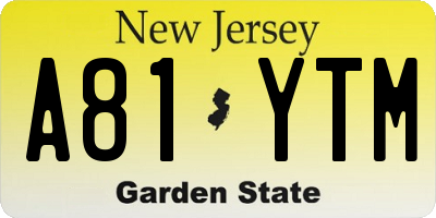 NJ license plate A81YTM