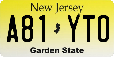 NJ license plate A81YTO