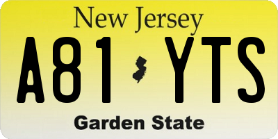 NJ license plate A81YTS