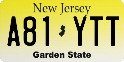 NJ license plate A81YTT