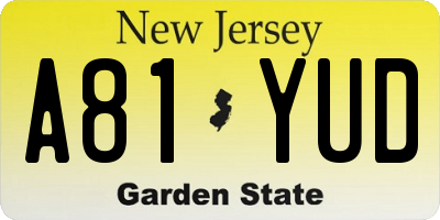 NJ license plate A81YUD