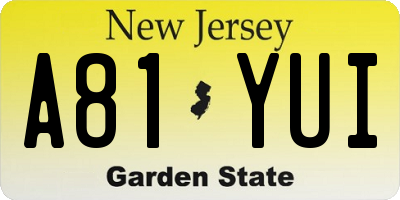 NJ license plate A81YUI