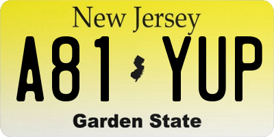 NJ license plate A81YUP