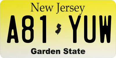 NJ license plate A81YUW