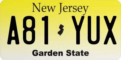 NJ license plate A81YUX
