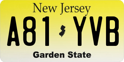NJ license plate A81YVB