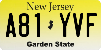 NJ license plate A81YVF