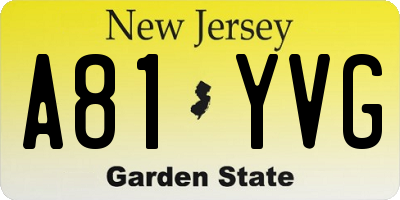 NJ license plate A81YVG