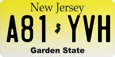 NJ license plate A81YVH