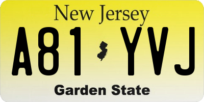 NJ license plate A81YVJ