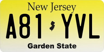 NJ license plate A81YVL