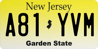 NJ license plate A81YVM