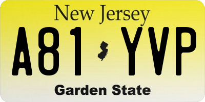 NJ license plate A81YVP