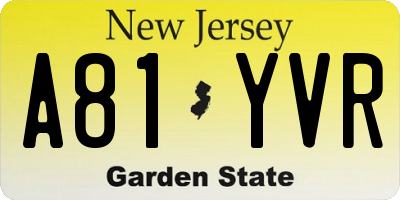 NJ license plate A81YVR