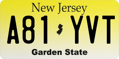 NJ license plate A81YVT