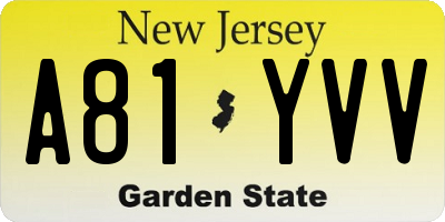 NJ license plate A81YVV