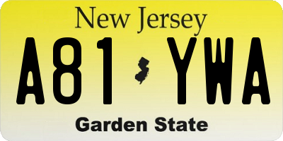 NJ license plate A81YWA