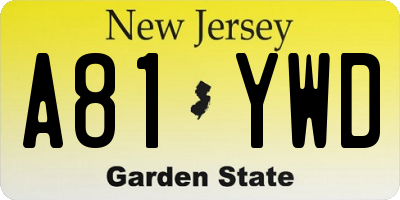 NJ license plate A81YWD