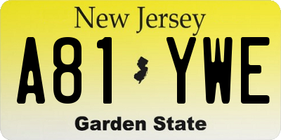 NJ license plate A81YWE