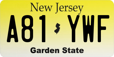 NJ license plate A81YWF