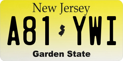 NJ license plate A81YWI