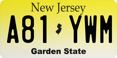 NJ license plate A81YWM