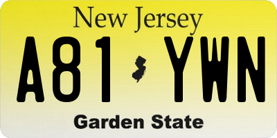 NJ license plate A81YWN